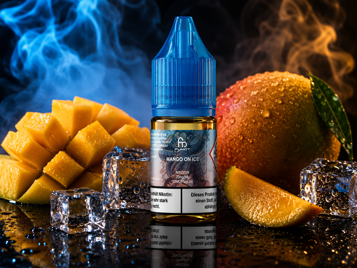 RandM Liquid Mango on Ice — 10 ml Flasche und Verpackung