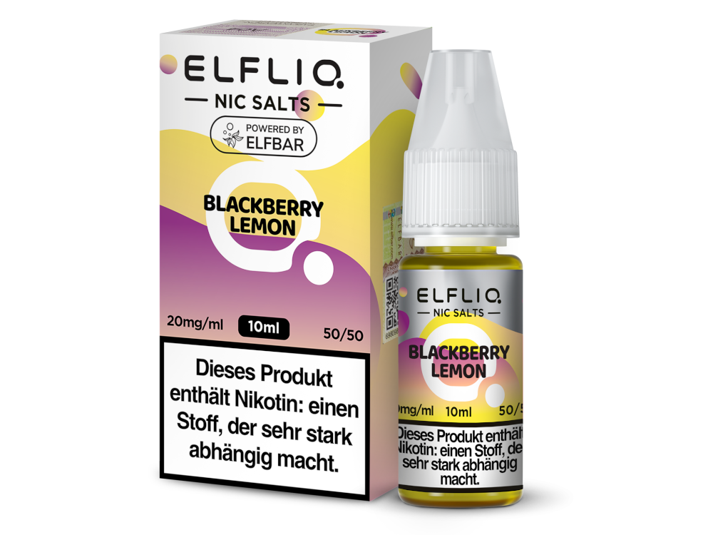 ELFLIQ Blackberry Lemon Nikotinsalz Liquid 20mg/ml — 10 ml Flasche und Verpackung, Original Elfbar