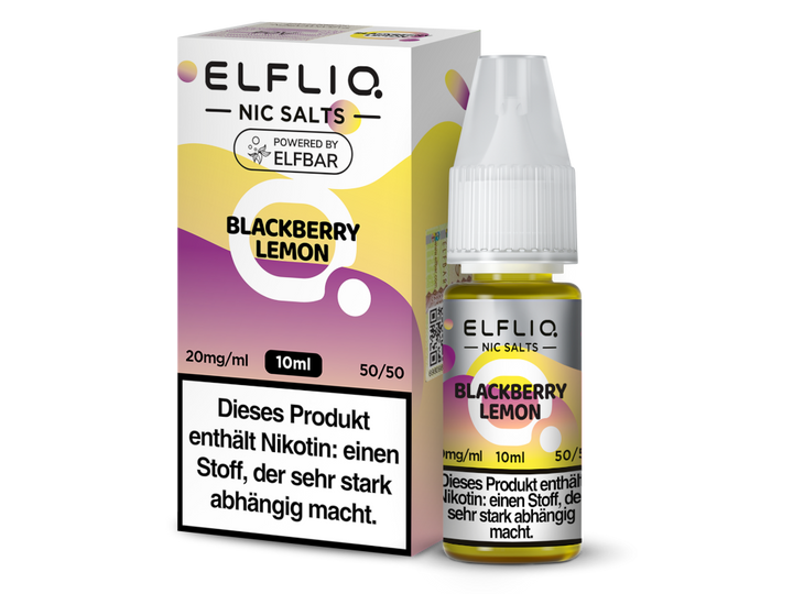 ELFLIQ Blackberry Lemon Nikotinsalz Liquid 20mg/ml — 10 ml Flasche und Verpackung, Original Elfbar