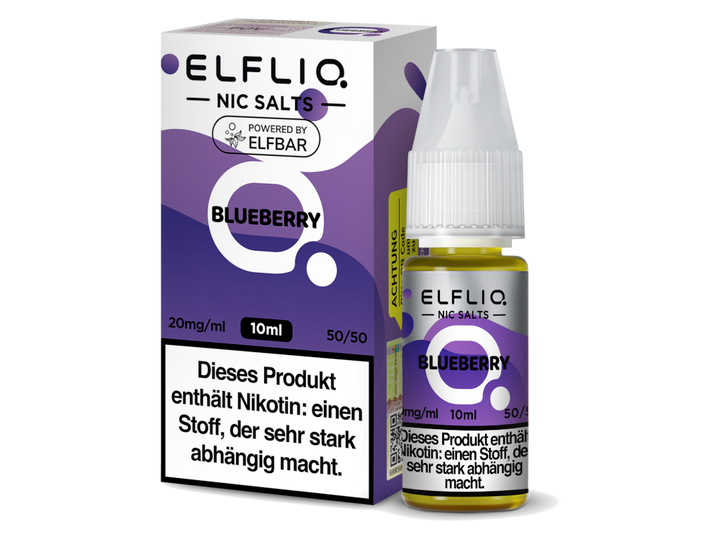 ELFLIQ Blueberry Nikotinsalz Liquid 20mg/ml — 10 ml Flasche und Verpackung, Original Elfbar