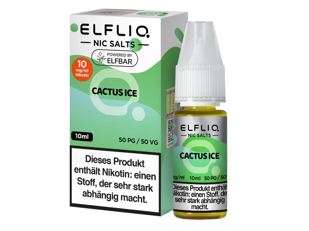 ELFLIQ Cactus Ice Nikotinsalz Liquid 10mg/ml — 10 ml Flasche und Verpackung, Original Elfbar