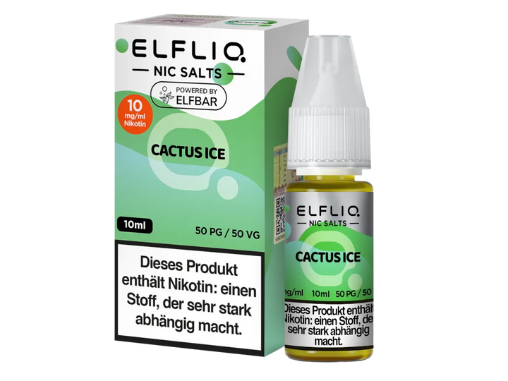 ELFLIQ Cactus Ice Nikotinsalz Liquid 10mg/ml — 10 ml Flasche und Verpackung, Original Elfbar