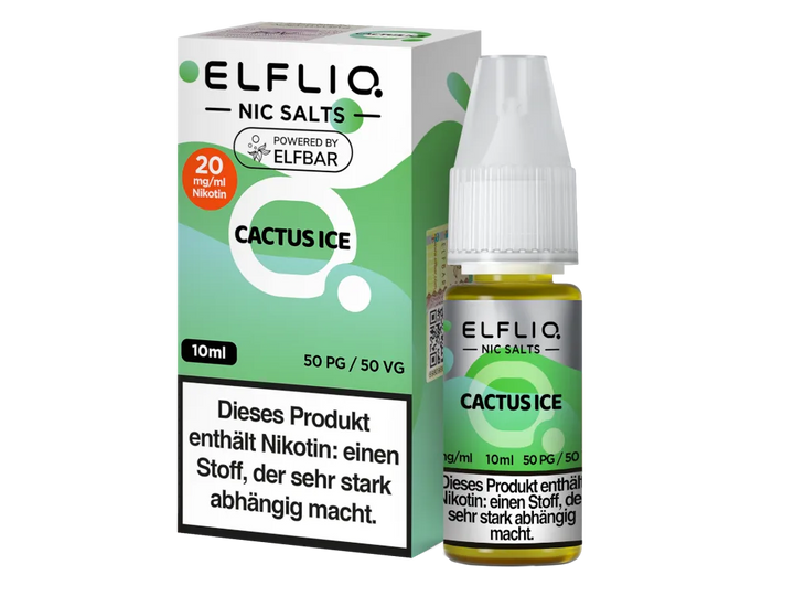 ELFLIQ Cactus Ice Nikotinsalz Liquid 20mg/ml — 10 ml Flasche und Verpackung, Original Elfbar