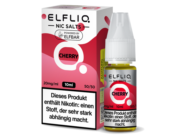 ELFLIQ Cherry Nikotinsalz Liquid 20mg/ml — 10 ml Flasche und Verpackung, Original Elfbar