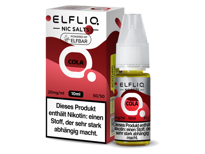 ELFLIQ Cola Nikotinsalz Liquid 20mg/ml — 10 ml Flasche und Verpackung, Original Elfbar