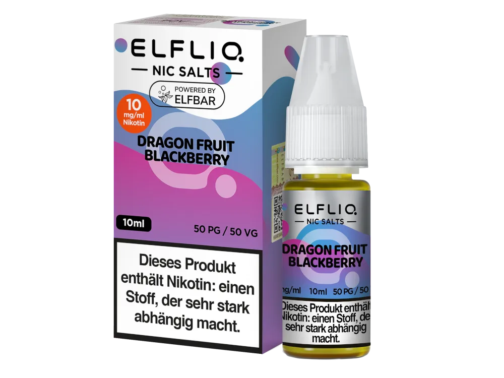 ELFLIQ Dragon Fruit Blackberry Nikotinsalz Liquid 10mg/ml — 10 ml Flasche und Verpackung, Original Elfbar