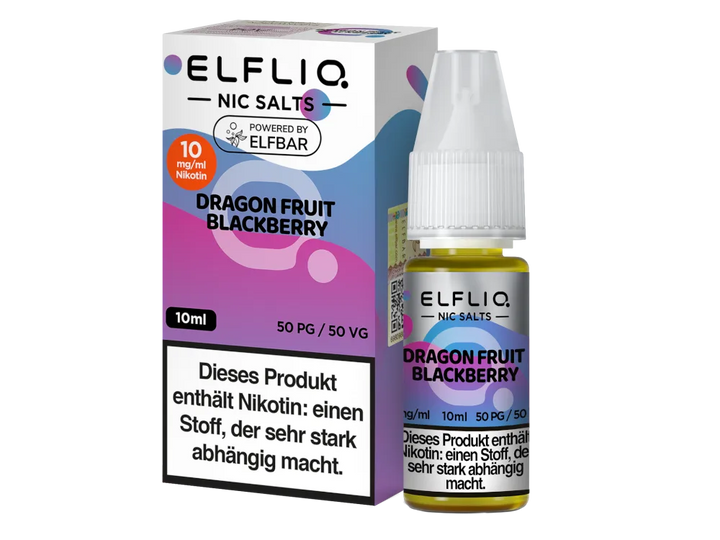 ELFLIQ Dragon Fruit Blackberry Nikotinsalz Liquid 10mg/ml — 10 ml Flasche und Verpackung, Original Elfbar