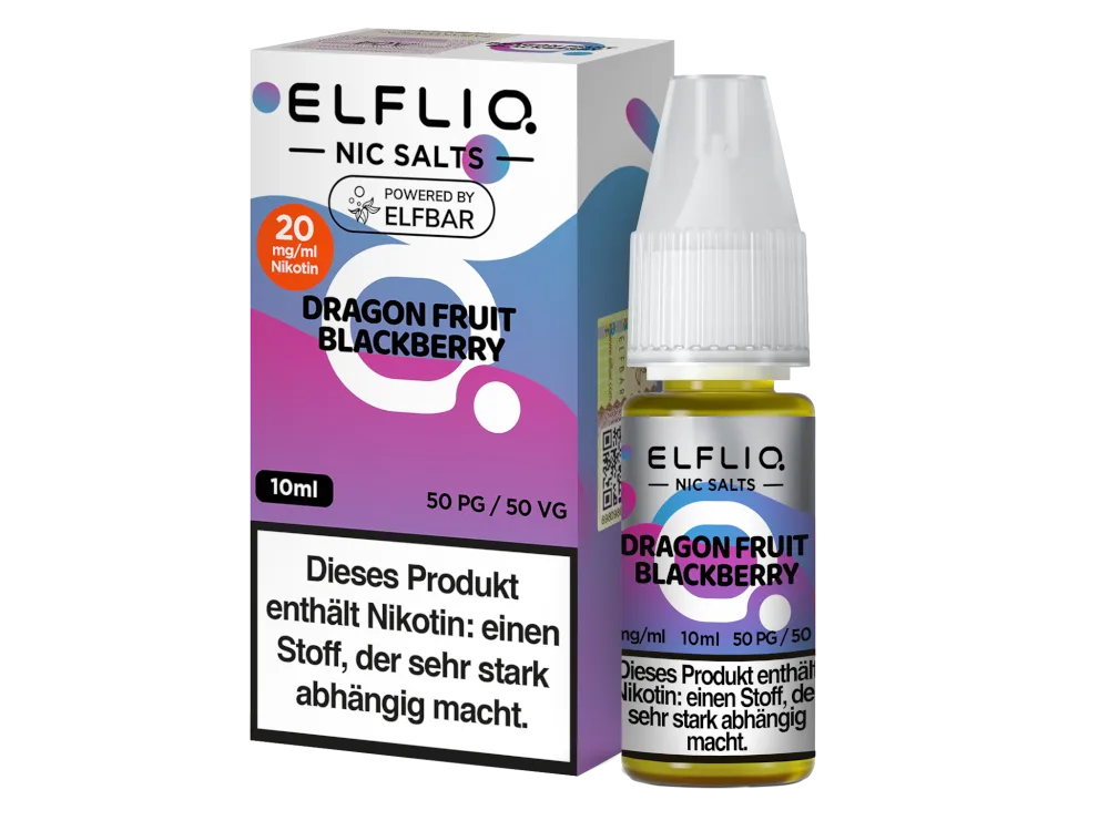 ELFLIQ Dragon Fruit Blackberry Nikotinsalz Liquid 20mg/ml — 10 ml Flasche und Verpackung, Original Elfbar