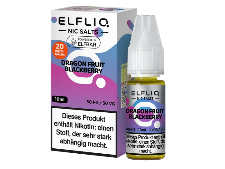 ELFLIQ Dragon Fruit Blackberry Nikotinsalz Liquid 20mg/ml — 10 ml Flasche und Verpackung, Original Elfbar