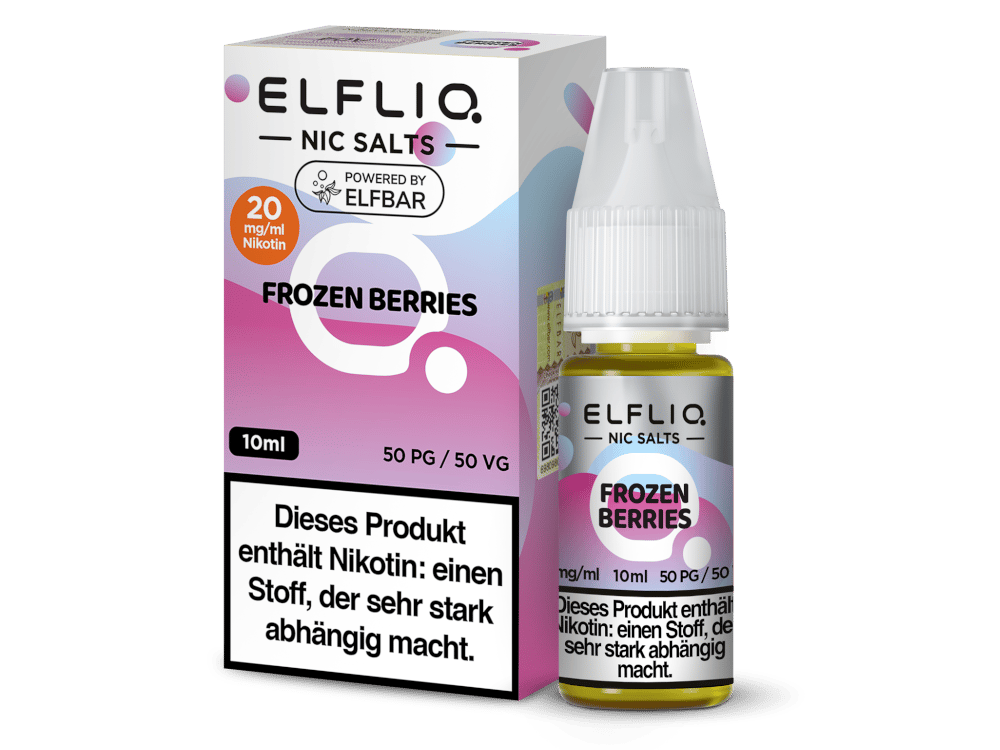 ELFLIQ Frozen Berries Nikotinsalz Liquid 20mg/ml — 10 ml Flasche und Verpackung, Original Elfbar