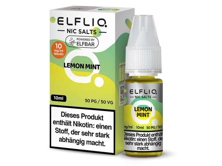 ELFLIQ Lemon Mint Nikotinsalz Liquid 10mg/ml — 10 ml Flasche und Verpackung, Original Elfbar