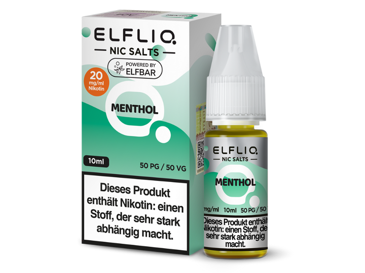 ELFLIQ Menthol Nikotinsalz Liquid 20mg/ml — 10 ml Flasche und Verpackung, Original Elfbar