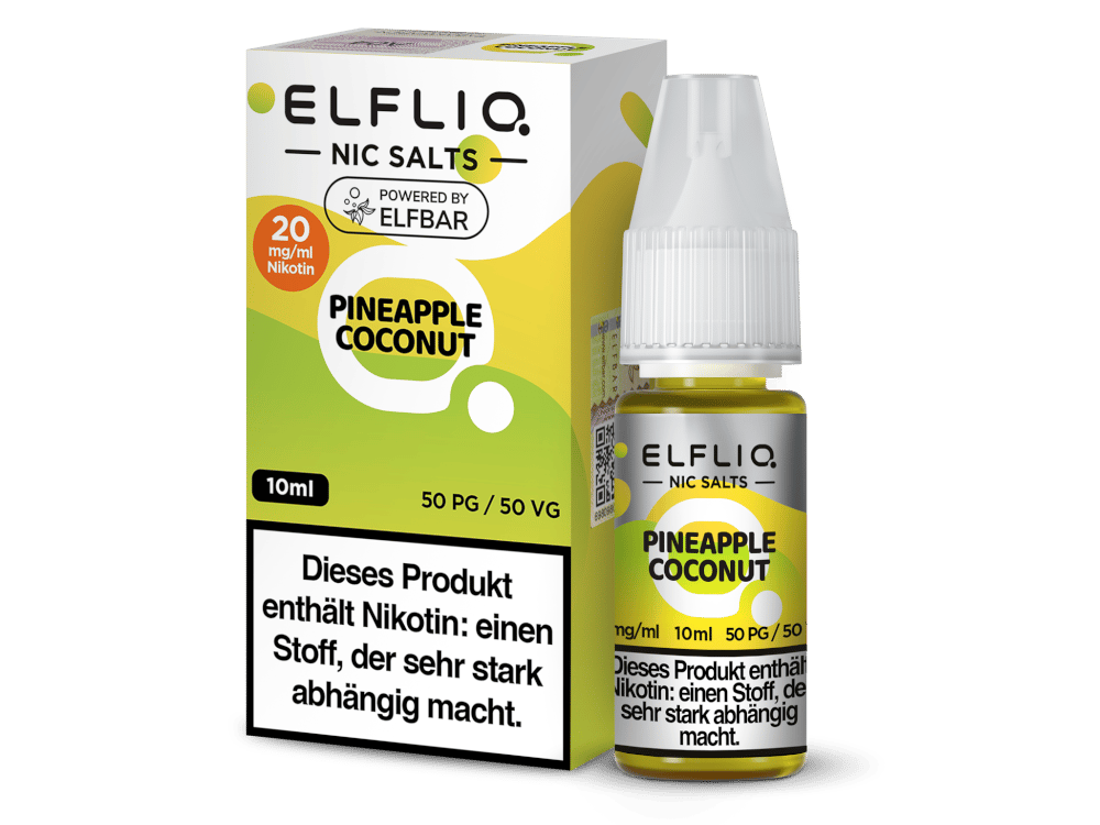 ELFLIQ Pineapple Coconut Nikotinsalz Liquid 20mg/ml — 10 ml Flasche und Verpackung, Original Elfbar
