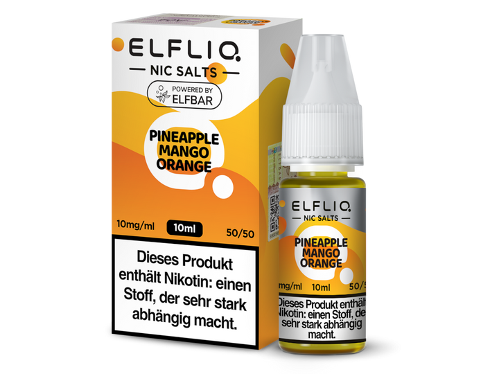 ELFLIQ Pineapple Orange Mango Nikotinsalz Liquid 10mg/ml — 10 ml Flasche und Verpackung, Original Elfbar