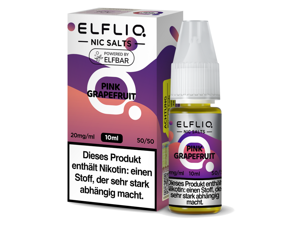 ELFLIQ Pink Grapefruit Nikotinsalz Liquid 20mg/ml — 10 ml Flasche und Verpackung, Original Elfbar