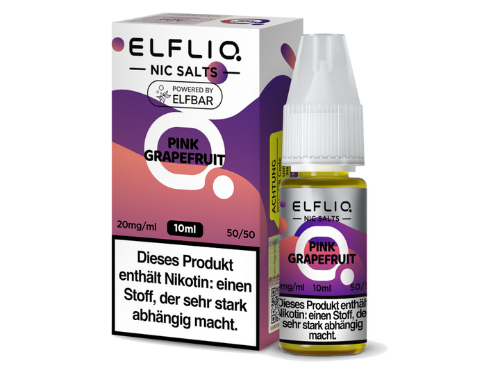 ELFLIQ Pink Grapefruit Nikotinsalz Liquid 20mg/ml — 10 ml Flasche und Verpackung, Original Elfbar