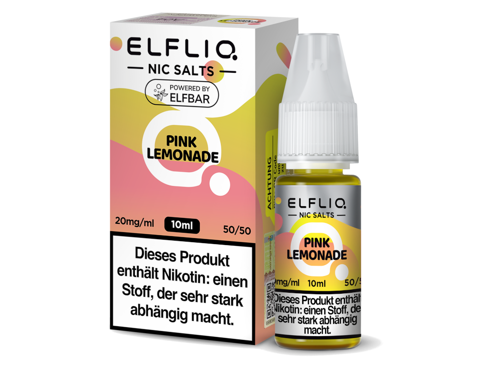 ELFLIQ Pink Lemonade Nikotinsalz Liquid 20mg/ml — 10 ml Flasche und Verpackung, Original Elfbar