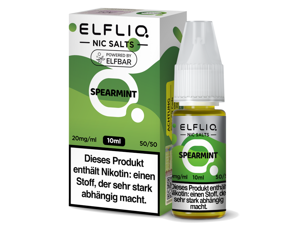 ELFLIQ Spearmint Nikotinsalz Liquid 20mg/ml — 10 ml Flasche und Verpackung, Original Elfbar