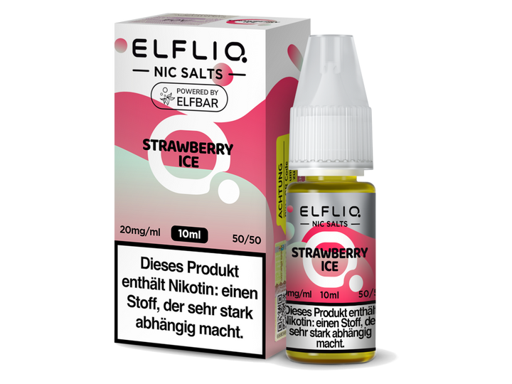 ELFLIQ Strawberry Ice Nikotinsalz Liquid 20mg/ml — 10 ml Flasche und Verpackung, Original Elfbar