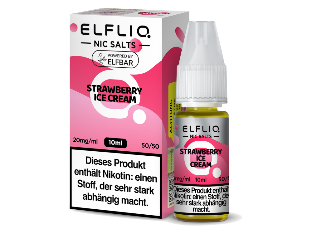 ELFLIQ Strawberry Ice Cream Nikotinsalz Liquid 20mg/ml — 10 ml Flasche und Verpackung, Original Elfbar