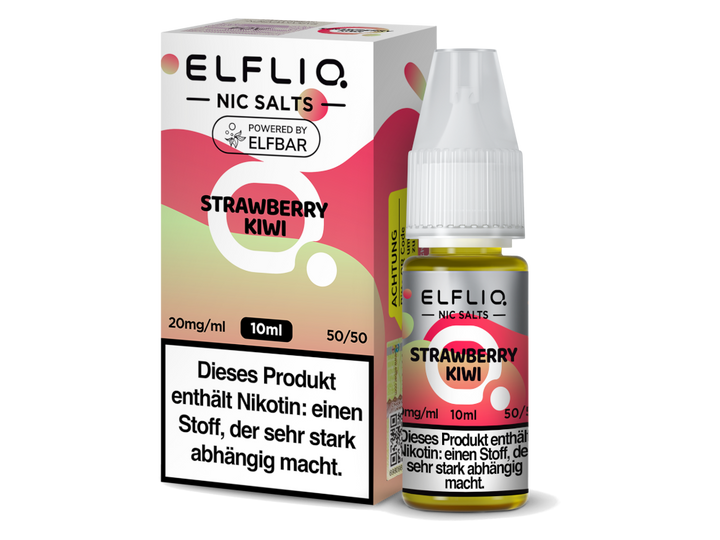 ELFLIQ Strawberry Kiwi Nikotinsalz Liquid 20mg/ml — 10 ml Flasche und Verpackung, Original Elfbar
