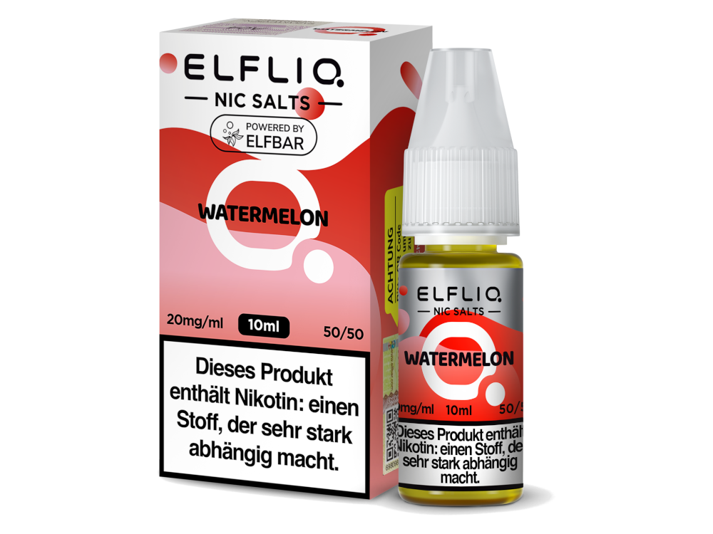 ELFLIQ Watermelon Nikotinsalz Liquid 20mg/ml — 10 ml Flasche und Verpackung, Original Elfbar
