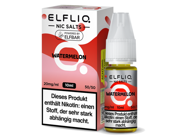 ELFLIQ Watermelon Nikotinsalz Liquid 20mg/ml — 10 ml Flasche und Verpackung, Original Elfbar