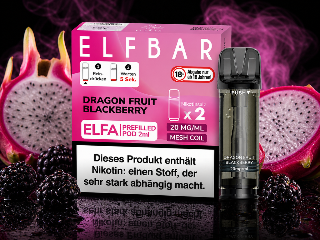 elfbar pods drachenfrucht ELFA Pod Dragon Fruit Blackberry kaufen — Bestseller elf bar pods neue sorten ELFBAR 600 Prefilled Pods fruchtig Nikotinstärke:20 mg/ml