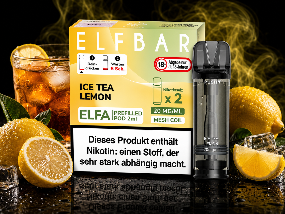 Elfbar ELFA Pod Ice Tea Lemon 20mg/ml — vorbefüllter Pod mit Zitronen-Eistee-Geschmack, 2er-Pack
