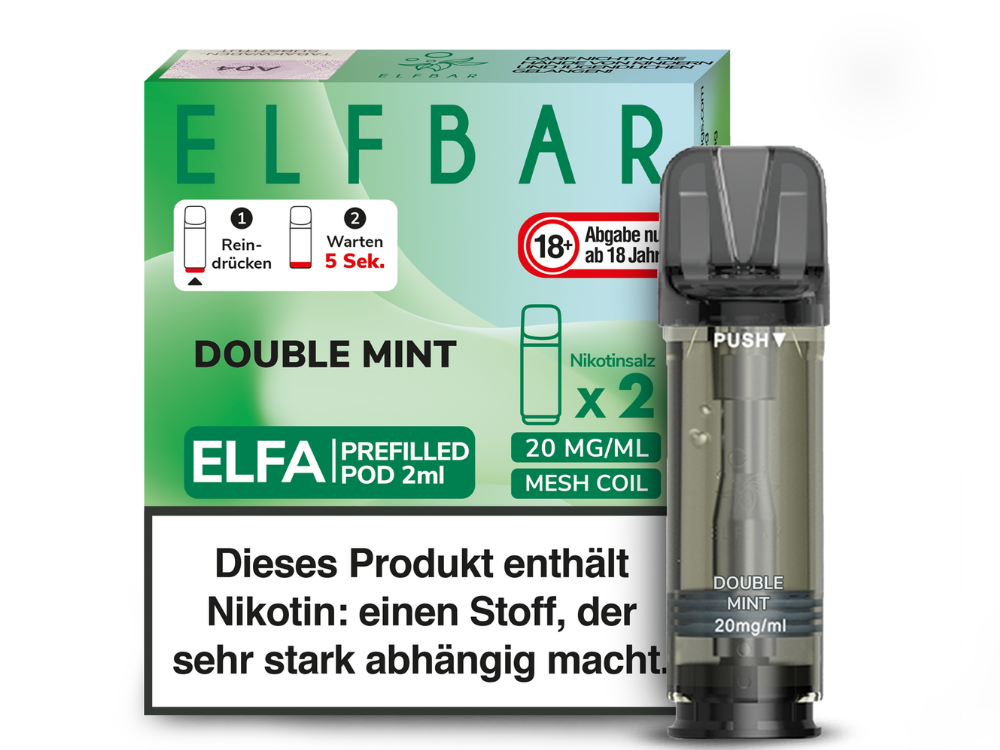 Elfbar ELFA Pod Double Mint 20mg/ml — vorbefüllter Pod mit doppelter Minz-Frische, 2er-Pack
