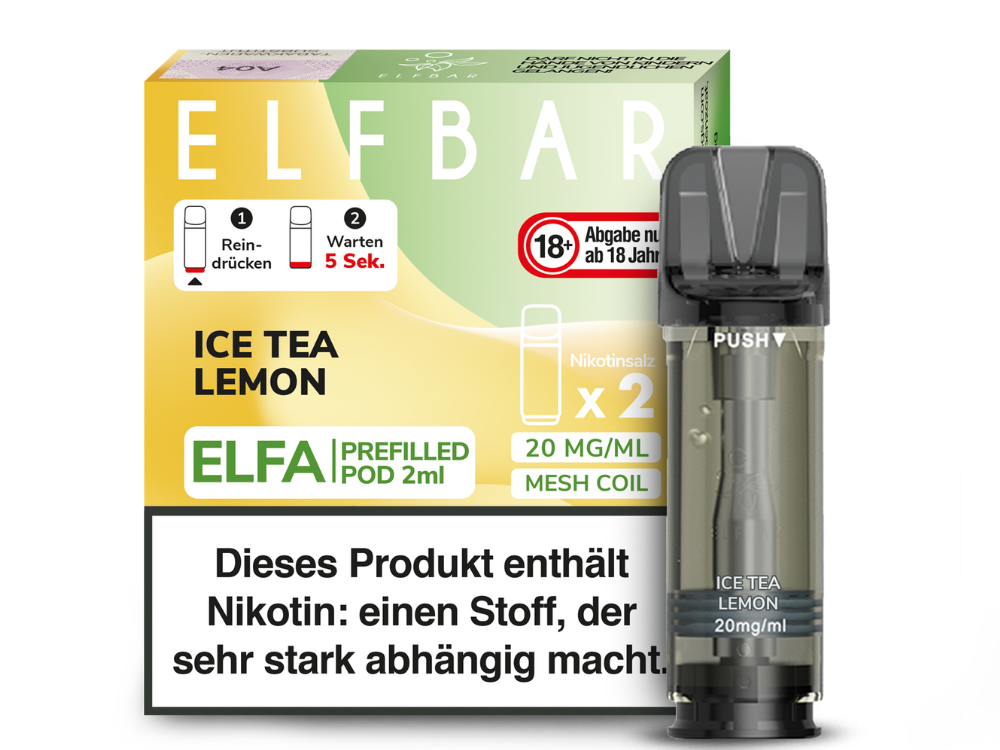 ELFA Pod Ice Tea Lemon 20mg — Verpackung mit Echtheitscode